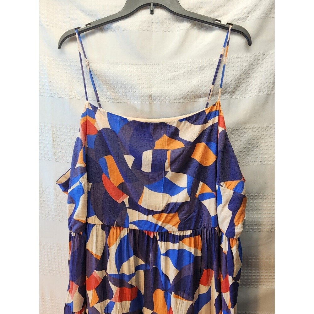 Nine West Maxi Dress 4XL Geo Print Sleeveless Adjustable Straps Rayon Sun Dress - Picture 2 of 8